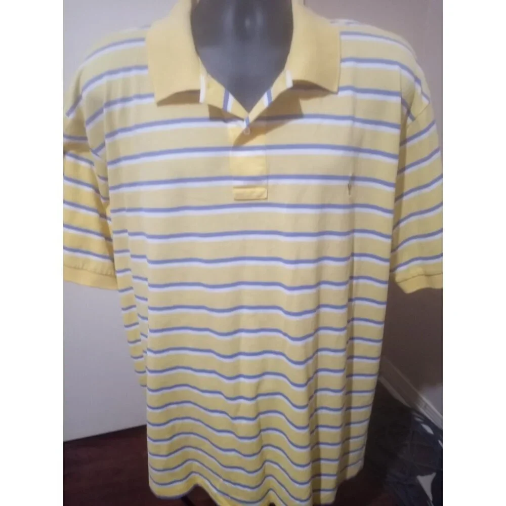 Polo Ralph Lauren Shirt Mens 3XB Big Striped Blue Yellow White 100% Pima Cotton
